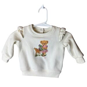 Ralph Lauren Cream Polo Bear With Deer Sweatshirt